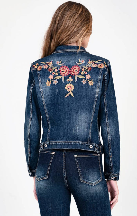 Floral Embroidery Detail Denim Jacket | TE - 51933 - Nairu® - A Candle Boutique -