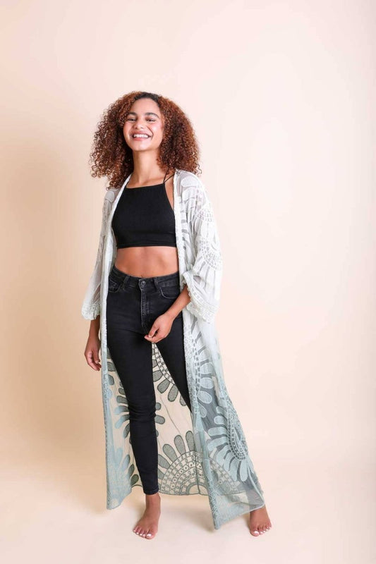 Ombre Lace Kimono Cardigan - Resort Wear Essential 🌼 - Nairu® - A Candle Boutique -