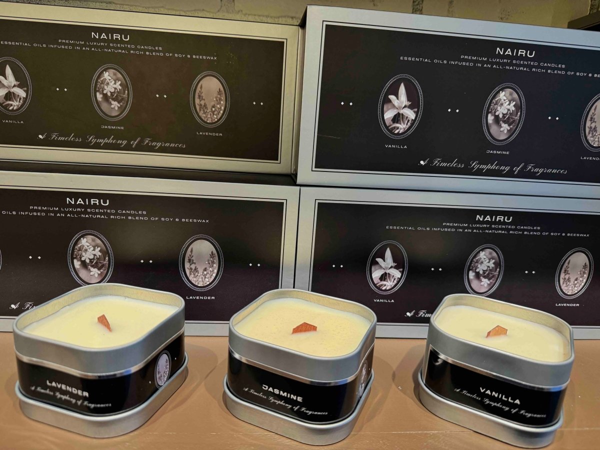 Vintage Aromas: Timeless Trio of Jasmine, Lavender & Vanilla Luxurious Soy-Beeswax Candles - Nairu™ - A Candle Boutique - Candles -