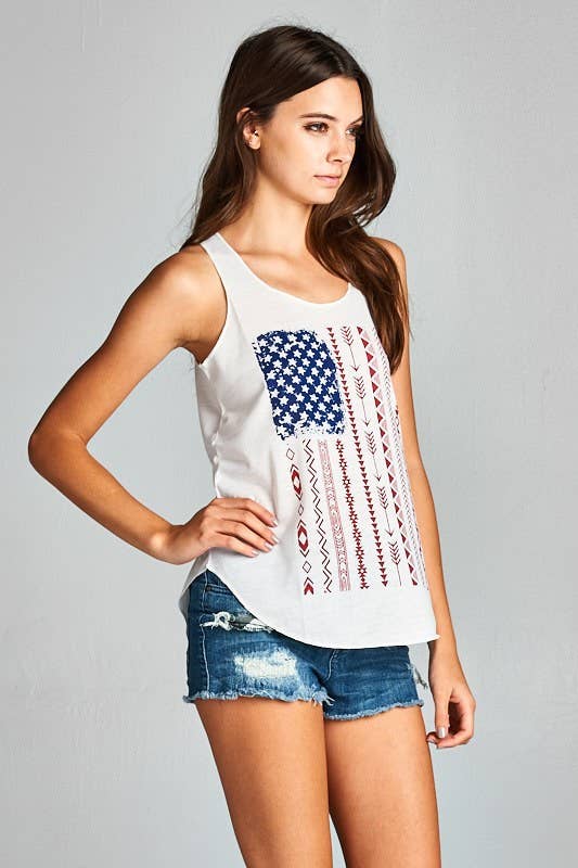4th of July American flag print graphic tank tops - Nairu® - A Candle Boutique - 