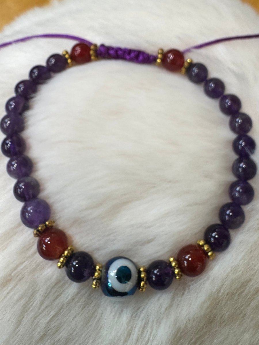 Amethyst Stone Bracelet - Evil Eye - Carnelian - Nairu® - A Candle Boutique - Bracelet - 