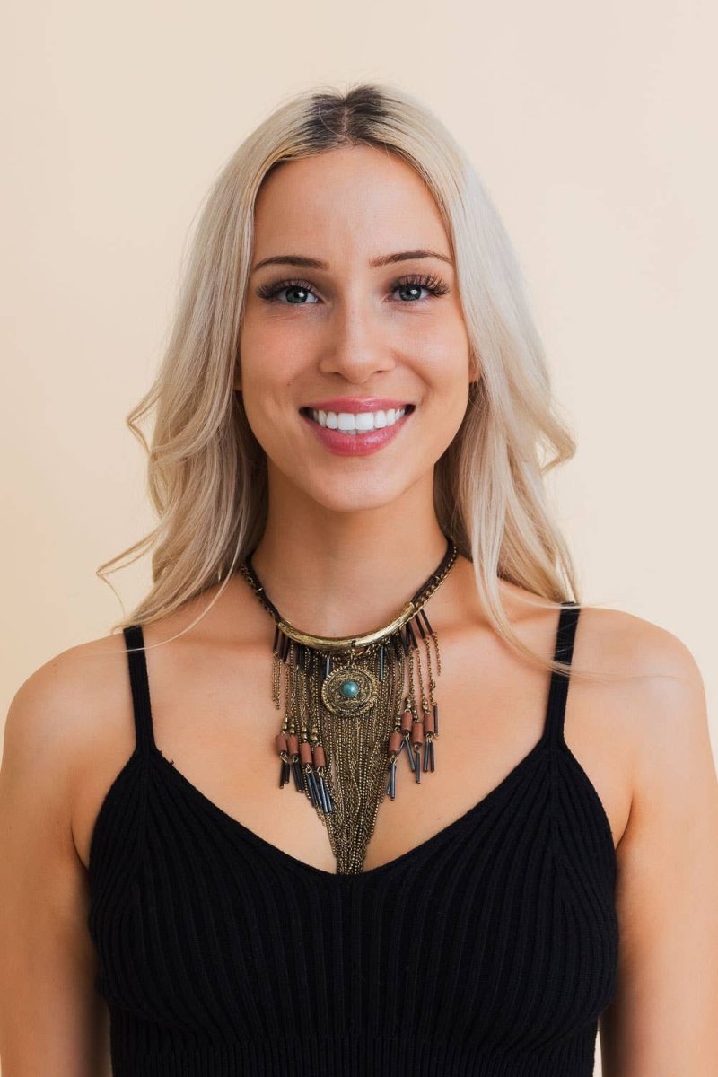 Antique Gold Turquoise Fringe Necklace - Nairu® - A Candle Boutique - 