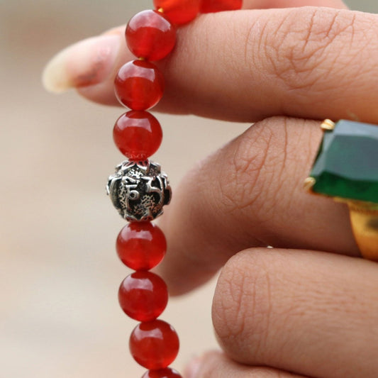 Carnelian Enlightenment: Tibetan Mantra Wrist Mala - Nairu™ - A Candle Boutique - Bracelet -
