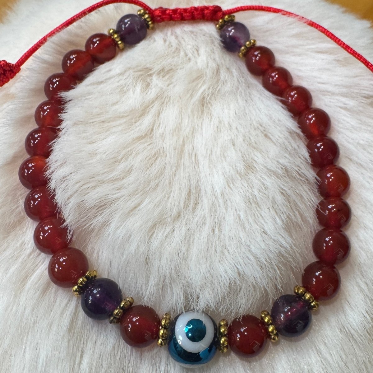 Carnelian Stone Bracelet - Evil Eye - Amethyst - Nairu® - A Candle Boutique - Bracelet - 