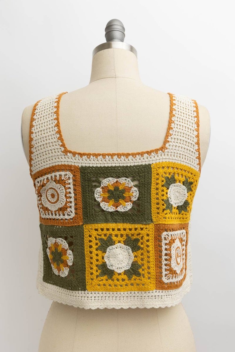 🌼 Embroidered Floral Mosaic Pink Crochet Top 🌼 - Nairu® - A Candle Boutique - 